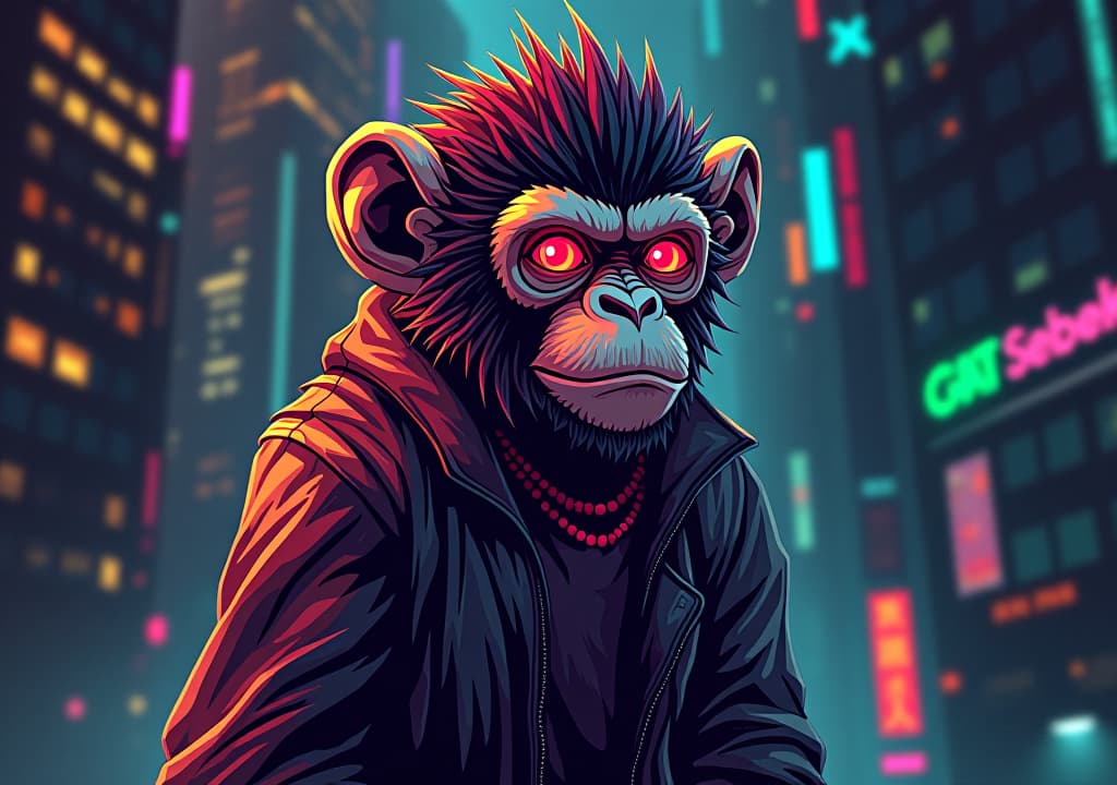  smart monkey cyberpunk style wallpaper