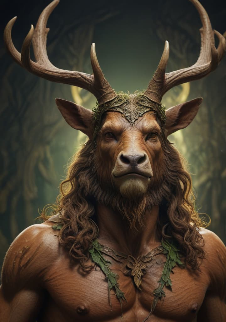 cernunnos in animal form. highly detailed,studio lighting,professional,vivid colors, cinematic lighting, HDR, UHD, 4K, 8k, 64K