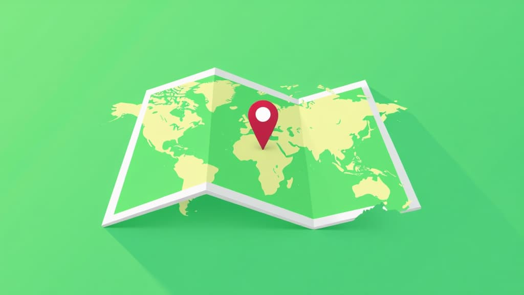  flat illustration, flaticon, (illustration:1.15), map with geolocation minimalism icon outline vector illustration on green background ar 16:9, [cory loftis, strobist, pascal campion :: 0.2]