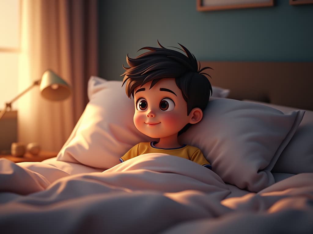  a ai cartoon image of a boy waking up in a morning hyperrealistic, full body, detailed clothing, highly detailed, cinematic lighting, stunningly beautiful, intricate, sharp focus, f/1. 8, 85mm, (centered image composition), (professionally color graded), ((bright soft diffused light)), volumetric fog, trending on instagram, trending on tumblr, HDR 4K, 8K