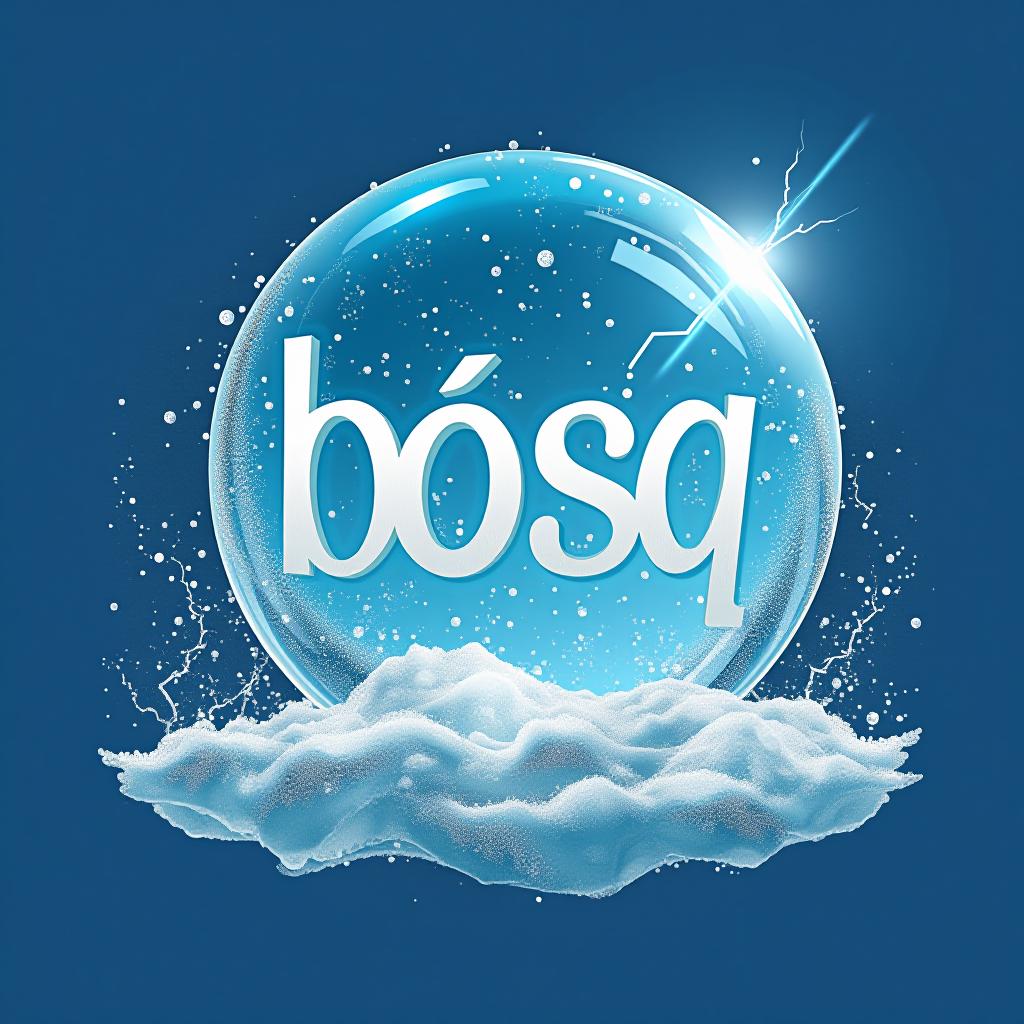  design a logo, goûte d’eau avec flocon de neige et éclair électrique , with the text 'bosq plb '.