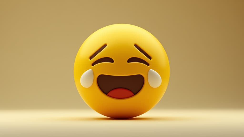  3d emoticon, emoji or smiley laughing till cry or rolling on the floor yellow ball isolated with white highlights,