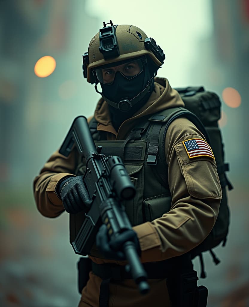  cinematic photo military medic with medical backpack and machine gun . 35mm photograph, film, bokeh, professional, 4k, highly detailed hyperrealistic, full body, detailed clothing, highly detailed, cinematic lighting, stunningly beautiful, intricate, sharp focus, f/1. 8, 85mm, (centered image composition), (professionally color graded), ((bright soft diffused light)), volumetric fog, trending on instagram, trending on tumblr, HDR 4K, 8K