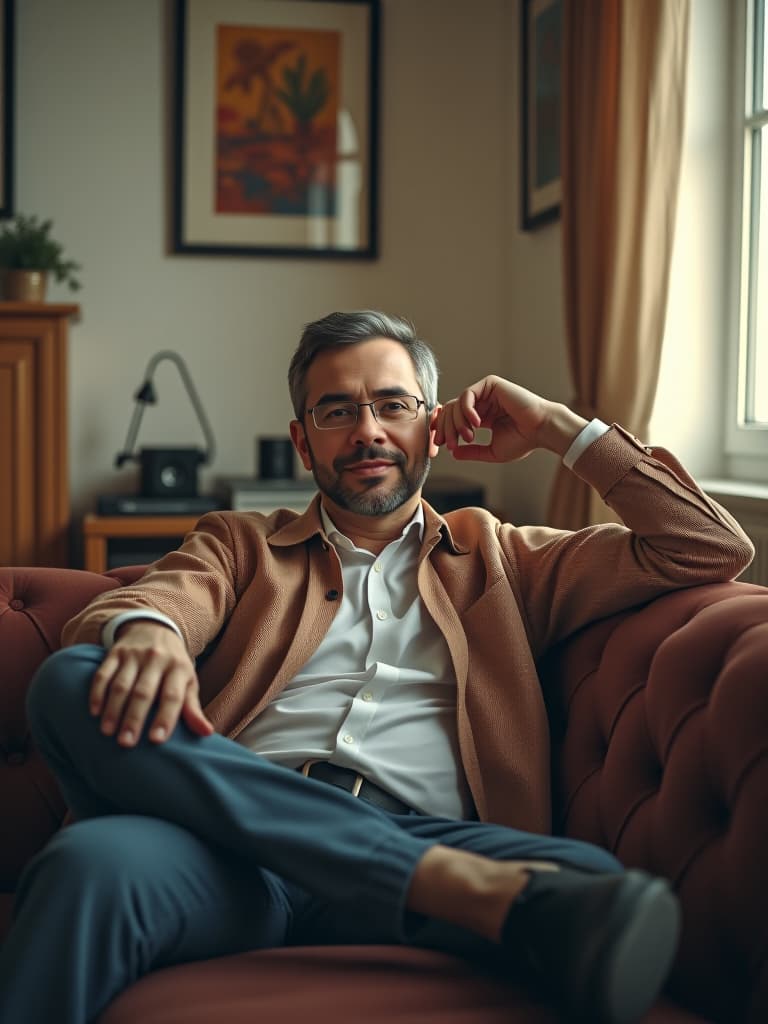  man sitting on the sofa