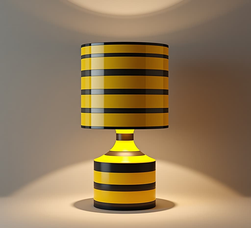  a yellow and black striped lamp