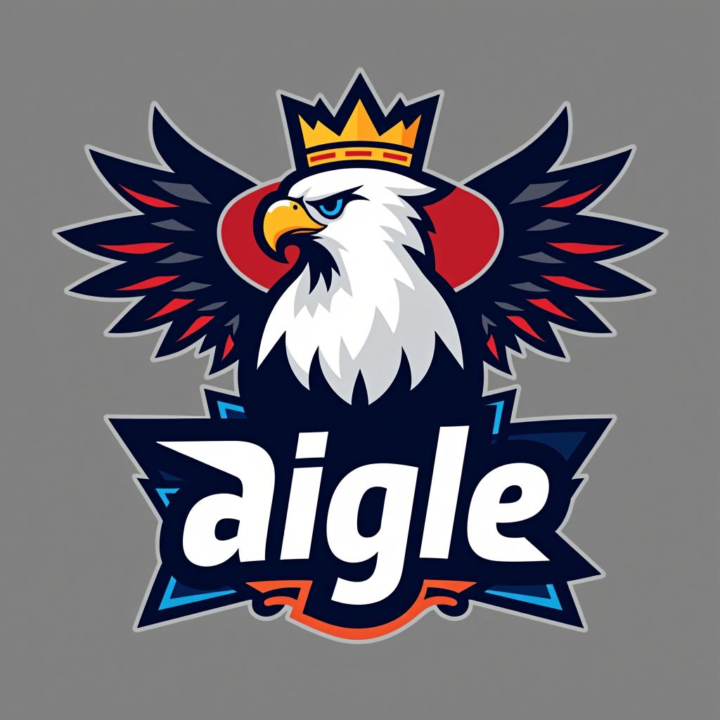  design a logo, un aigle royal qui chante, with the text 'aigle esports'.