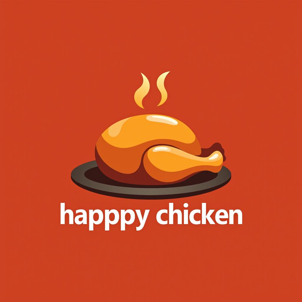  design a logo, roast chicken , with the text 'happy chicken'.