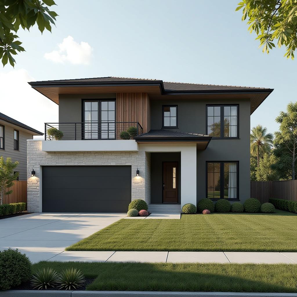  .generate a photorealistic image of a modern architectural home exterior