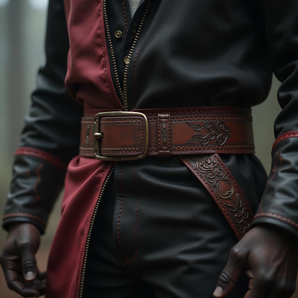  engraving on the nНΞЙ belt in the style of different computer games. hyperrealistic, full body, detailed clothing, highly detailed, cinematic lighting, stunningly beautiful, intricate, sharp focus, f/1. 8, 85mm, (centered image composition), (professionally color graded), ((bright soft diffused light)), volumetric fog, trending on instagram, trending on tumblr, HDR 4K, 8K