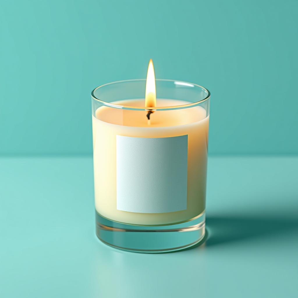  scented candle on turquoise background