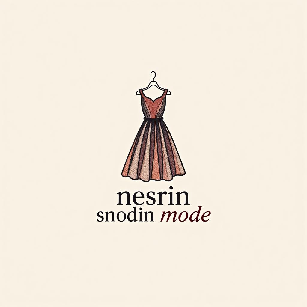  design a logo, in a pencil style. n m logo nesrin mode mit kleidern , with the text 'nesrin mode '.