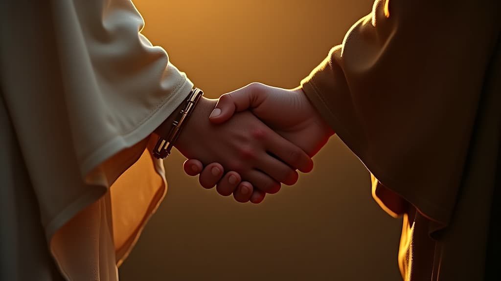  history of biblical times, an intimate close up of isaac’s hand holding rebekah's, signifying love and unity amidst trials. hyperrealistic, full body, detailed clothing, highly detailed, cinematic lighting, stunningly beautiful, intricate, sharp focus, f/1. 8, 85mm, (centered image composition), (professionally color graded), ((bright soft diffused light)), volumetric fog, trending on instagram, trending on tumblr, HDR 4K, 8K