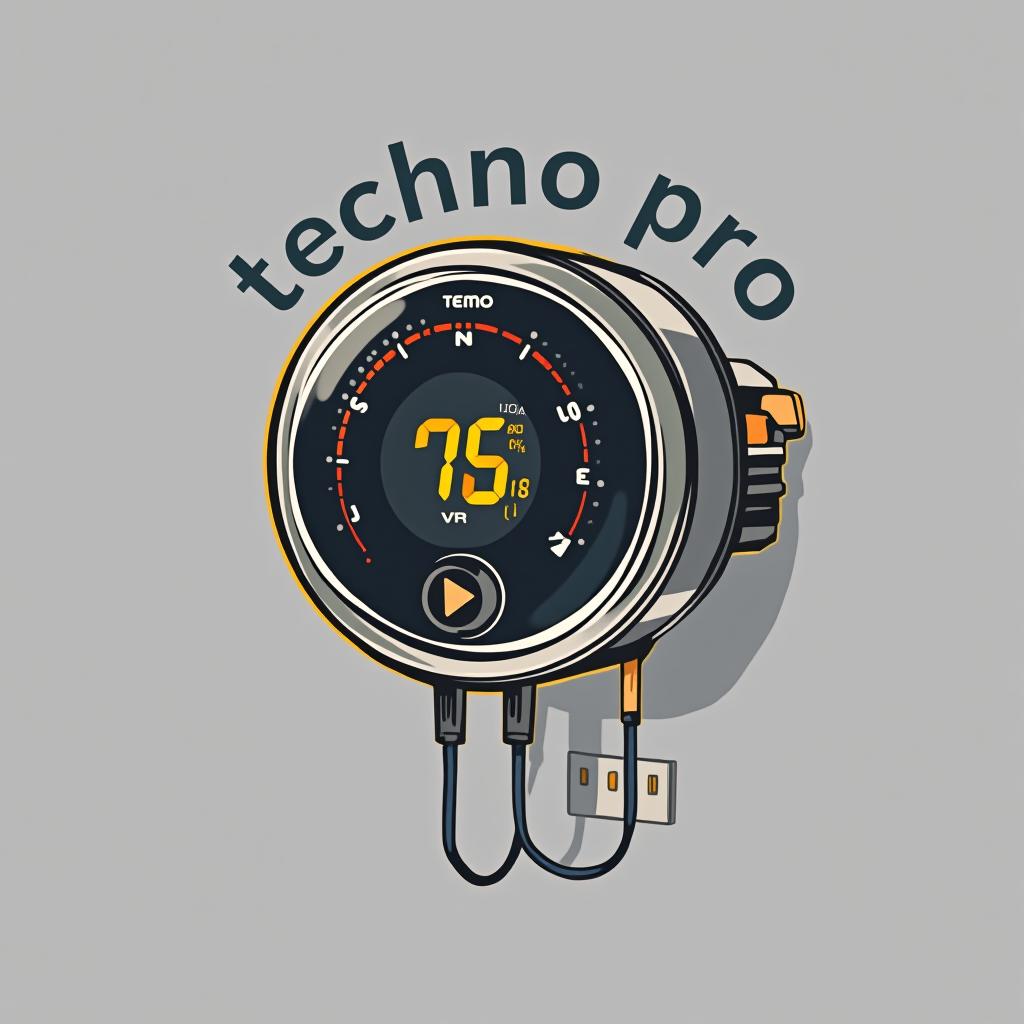  design a logo, in a threedrender style. dessin d’un logement thermostat connecté , with the text 'techno pro services '.