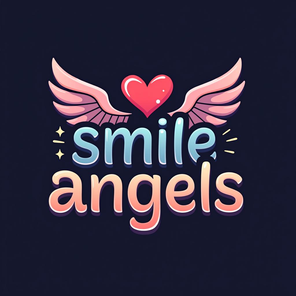  design a logo, in a threedrender style. 水彩スタイル、美しいのロゴ、白背景、かわいい。, with the text 'smile angels'.