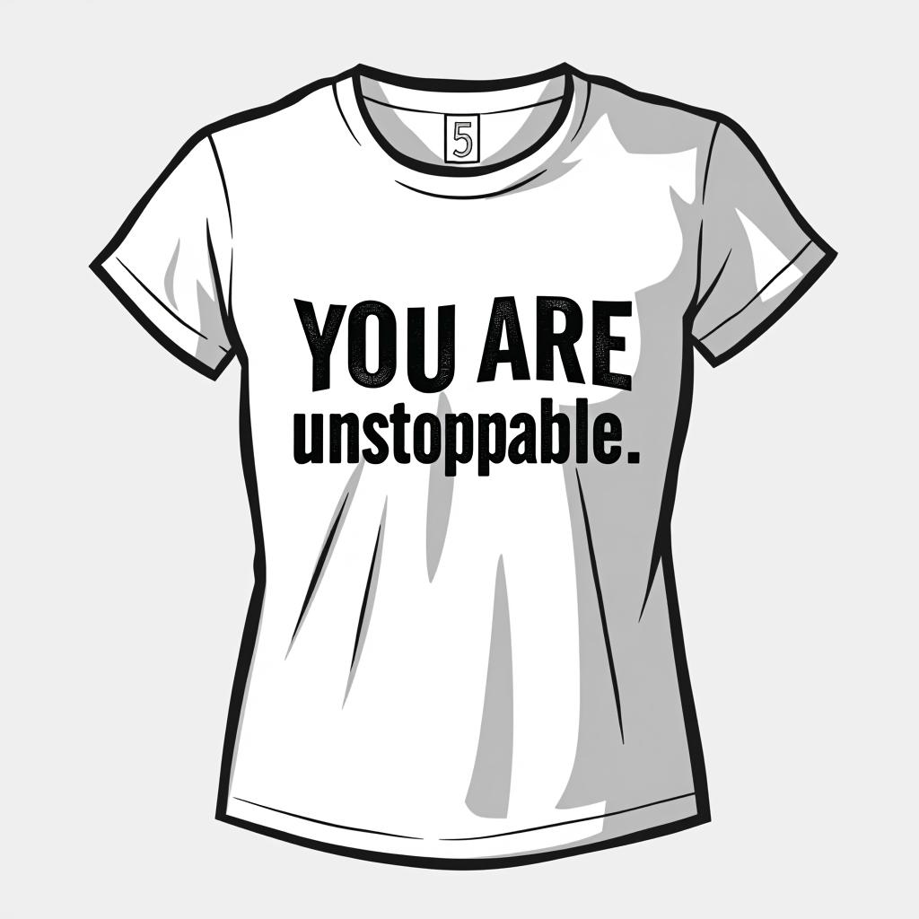  design a logo, amazing letters , that it say you are unstoppable for a women white tshirt , it hast to be for a woman style , with the text 'you are unstoppable '.