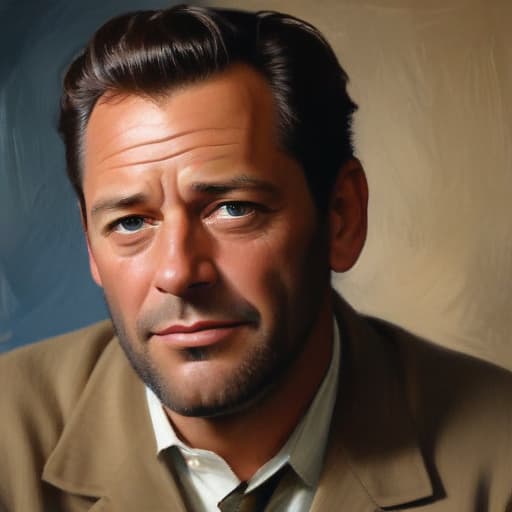 Make a lifelike portrait in the Expressionism art style of … the actor William Holden.