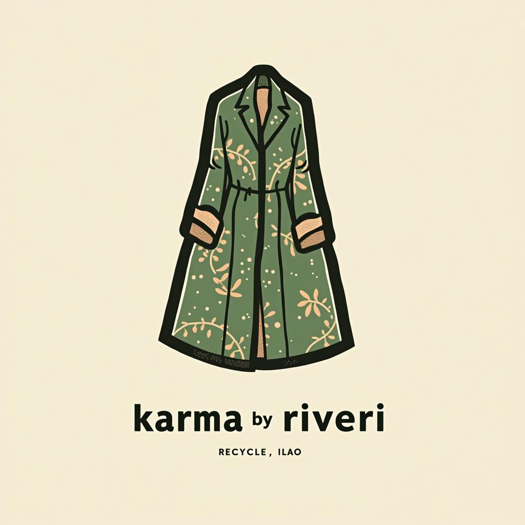  design a logo, diseño de vestuario y accesorios con materiales reciclados , with the text 'karma by riveri '.