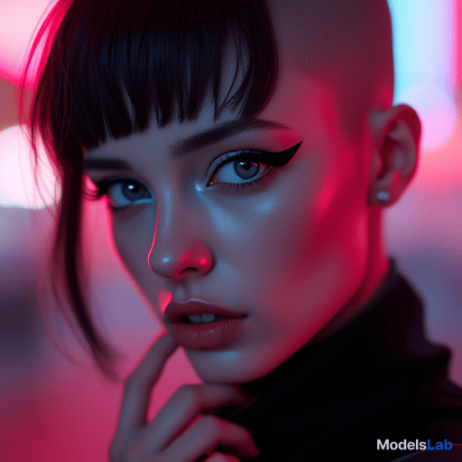  ultra realistic close up portrait ((beautiful pale cyberpunk female with heavy black eyeliner)), blue eyes, shaved side haircut, hyper detail, cinematic lighting, magic neon, dark red city, canon eos r3, nikon, f/1.4, iso 200, 1/160s, 8k, raw, unedited, symmetrical balance, in frame, 8k hyperrealistic, full body, detailed clothing, highly detailed, cinematic lighting, stunningly beautiful, intricate, sharp focus, f/1. 8, 85mm, (centered image composition), (professionally color graded), ((bright soft diffused light)), volumetric fog, trending on instagram, trending on tumblr, HDR 4K, 8K