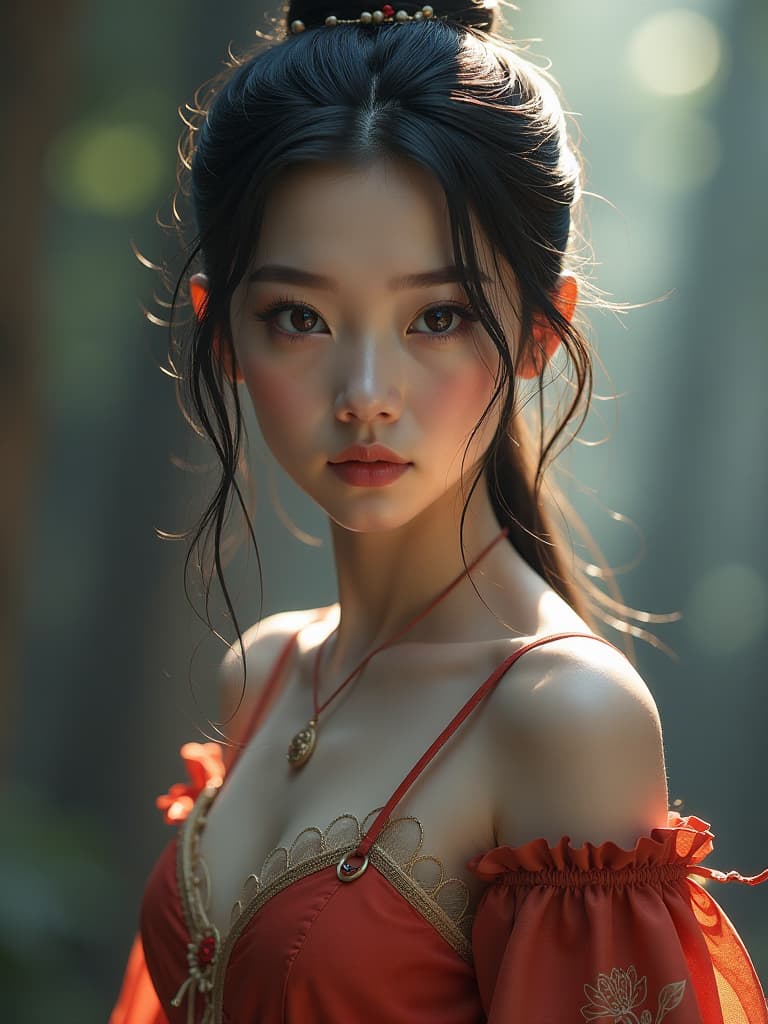  make her an asian hyperrealistic, full body, detailed clothing, highly detailed, cinematic lighting, stunningly beautiful, intricate, sharp focus, f/1. 8, 85mm, (centered image composition), (professionally color graded), ((bright soft diffused light)), volumetric fog, trending on instagram, trending on tumblr, HDR 4K, 8K