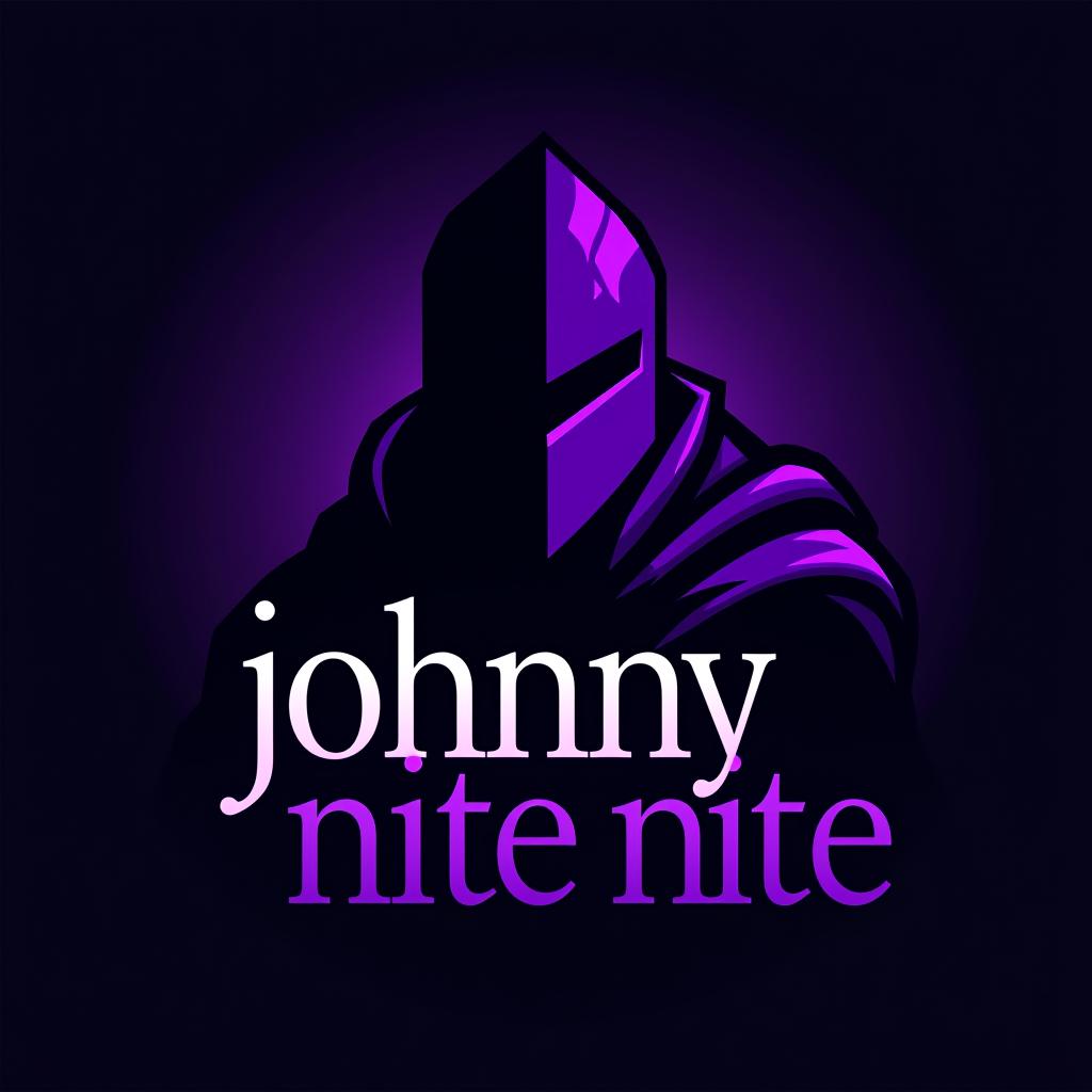  design a logo, knight purple and black , with the text 'johnny nite'.