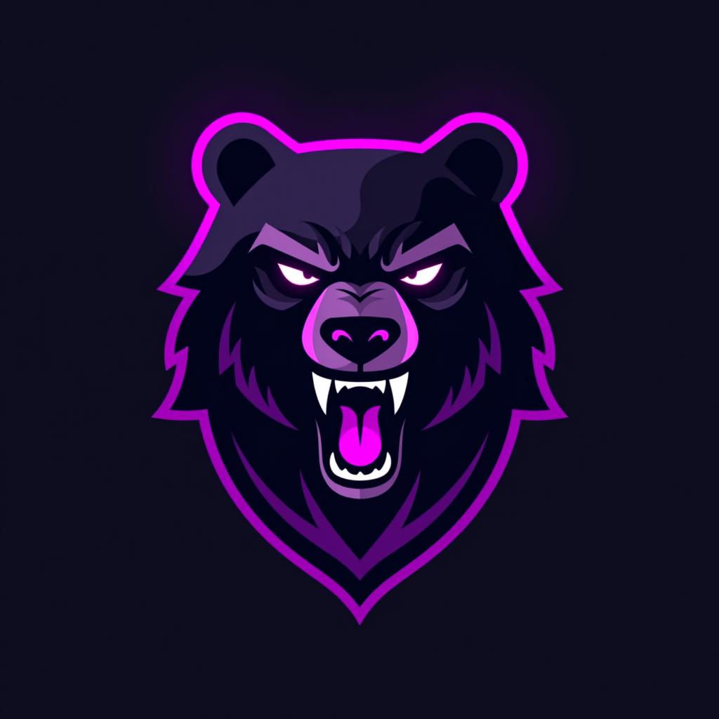  design a logo, esports logo, angry bear, black and purple color