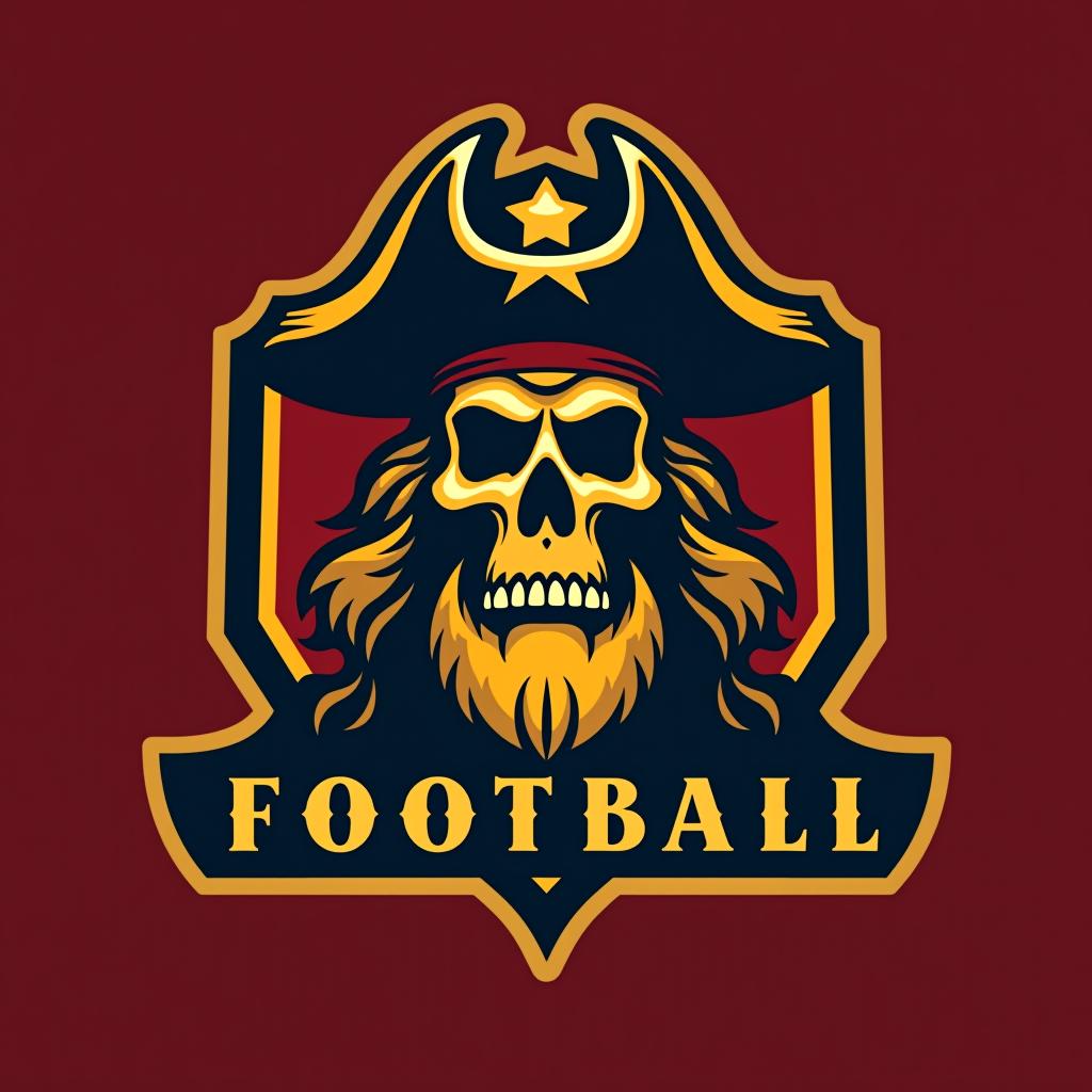  design a logo, hey ai can you create a logo for my football team my name the golden pirate, with the text 'football '.