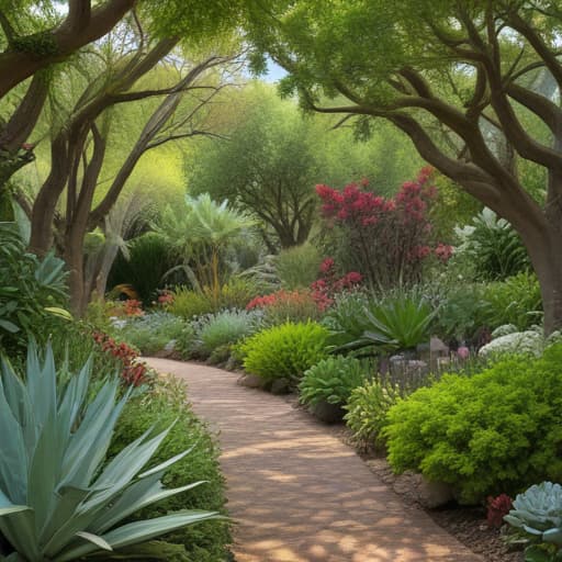 A lush garden bursting with vibrant colors and textures, featuring a diverse array of resilient plants thriving in all conditions. From sturdy oak trees and hardy succulents to delicate flowers and robust fruit trees, this thriving ecosystem symbolizes the strength and adaptability of a well-balanced portfolio designed to weather any economic storm.