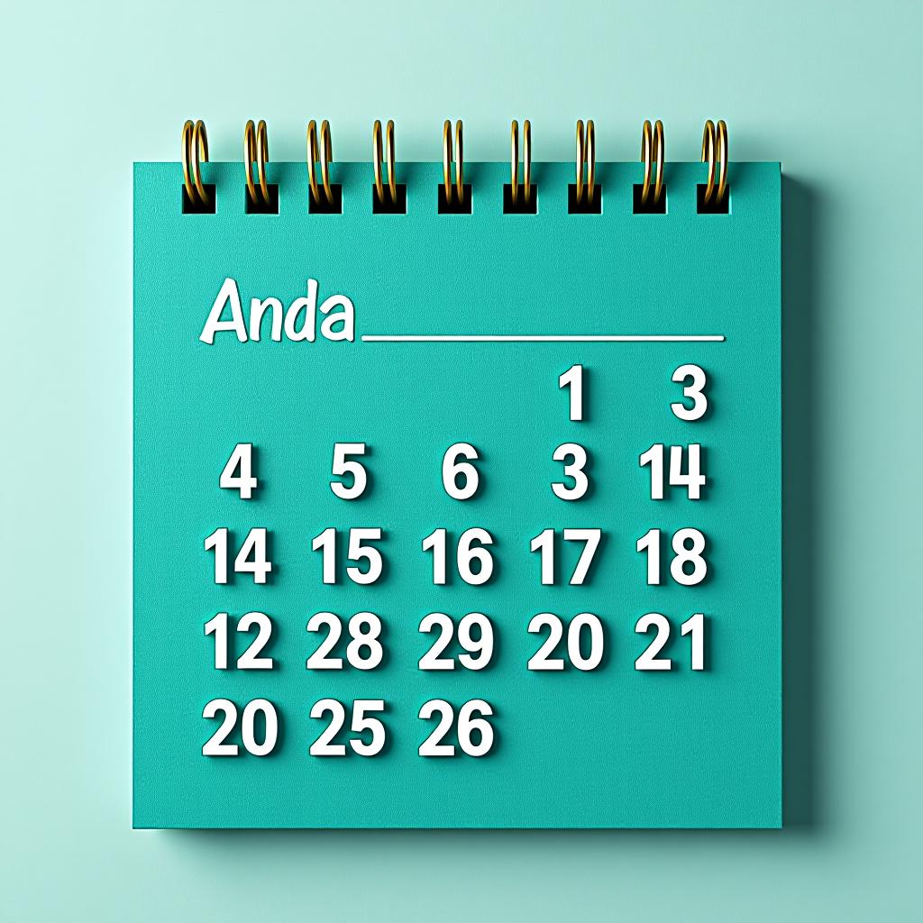  turquoise calendar without numbers