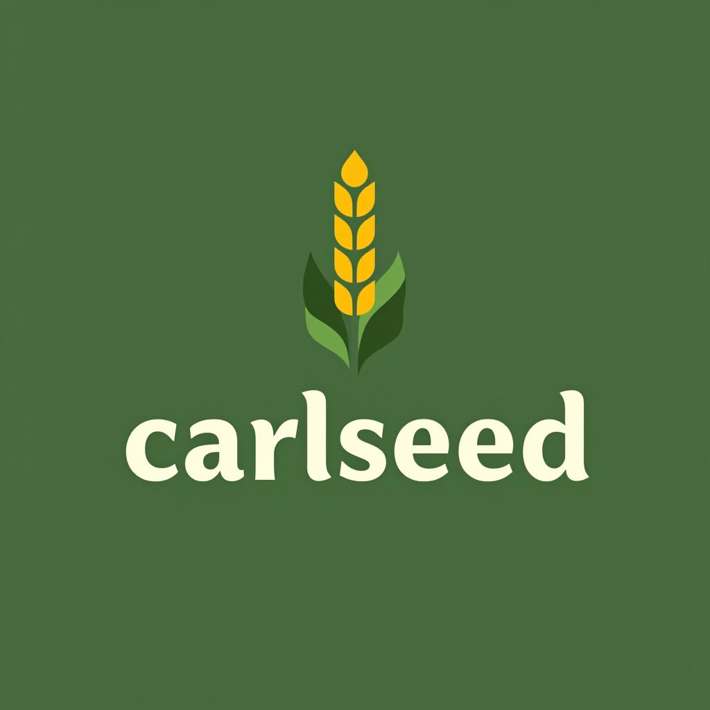  design a logo, in a minimalism style. logotipo de nombre “carlseed” con una planta de maíz. con eslogan “ por amor al campo” en colores verdes y naranjas , with the text 'carlseed'.