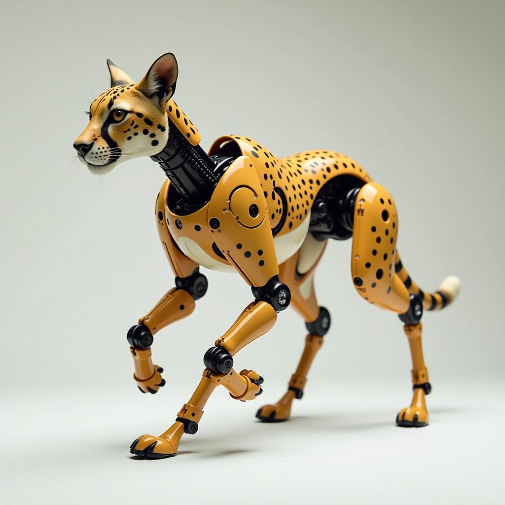  (a realistic cheetah:1.2) chases (mechanical gazelle robot)