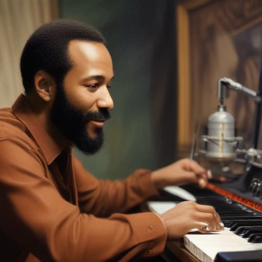 Marvin Gaye in the studio in Oil painting style