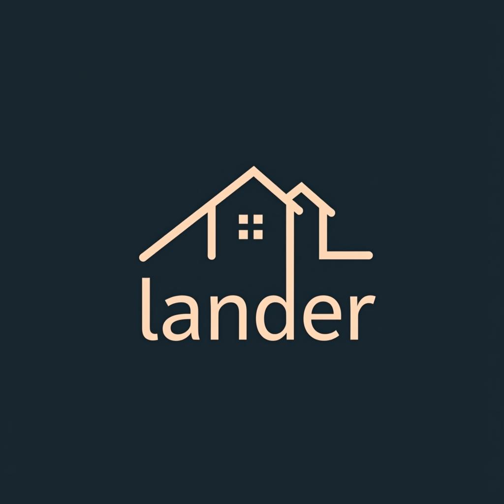  design a logo, minimal line logo in the theme of real estate, with the text ‘lander’