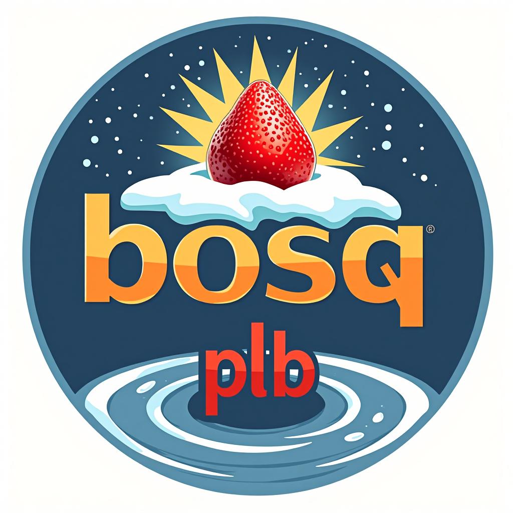  design a logo, in a threedrender style. goûte d’eau avec flocon de neige et éclair électrique , with the text 'bosq plb '.