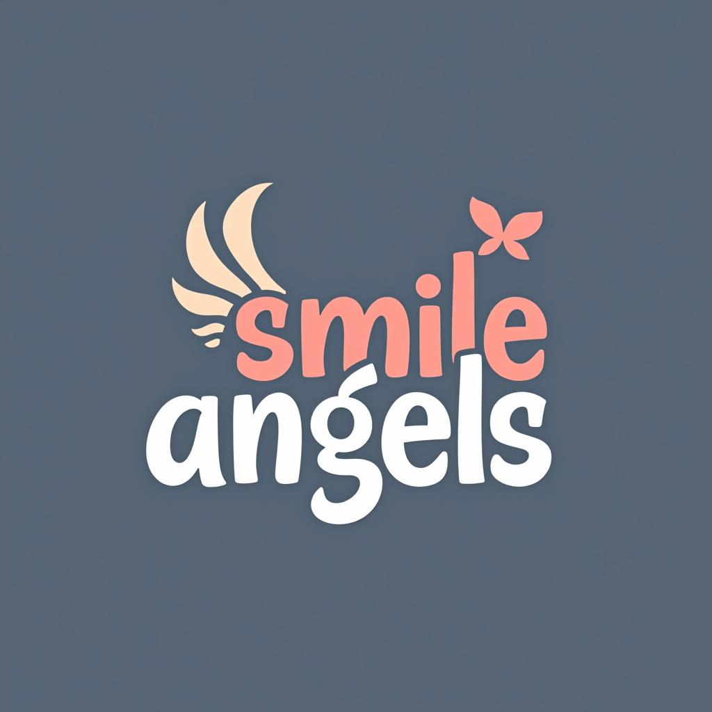  design a logo, in a abstract style. 水彩スタイル、ロゴ、海、青緑色、、白背景。, with the text 'smile angels'.