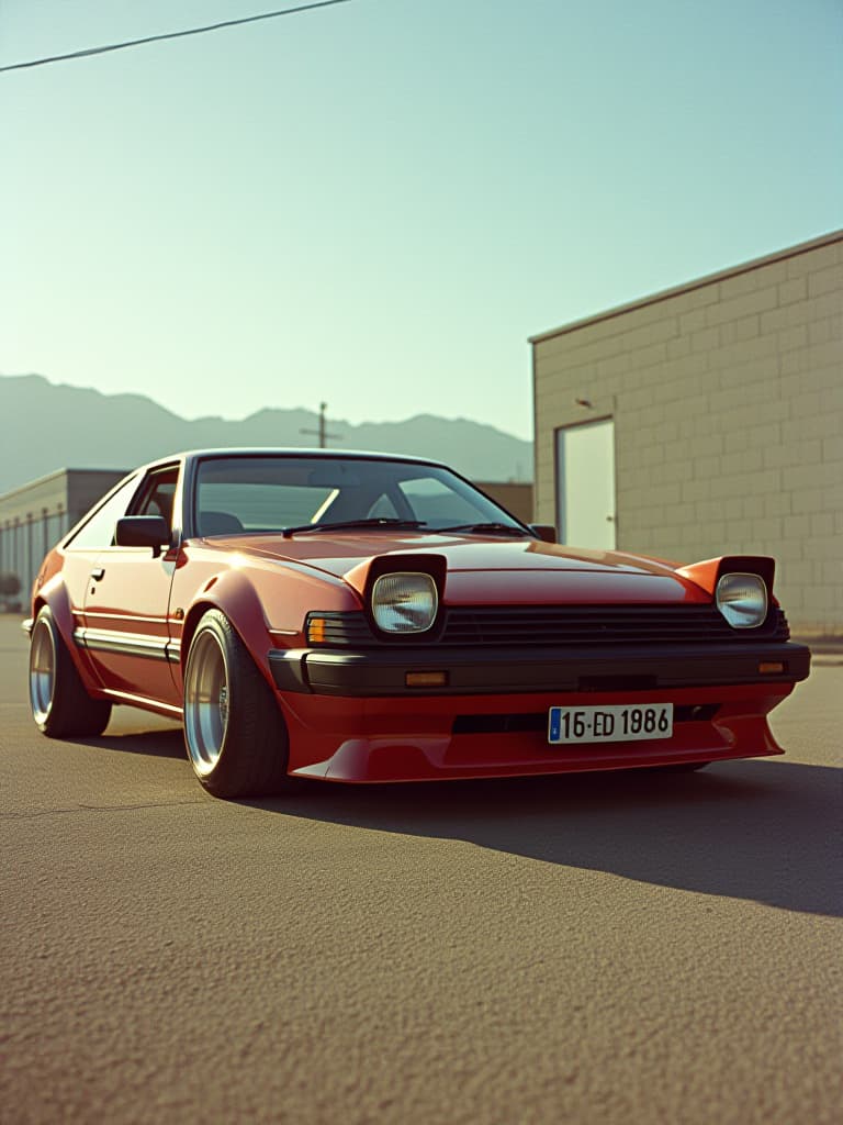  analog film photo 1985 ra65 toyota celica gts coupe, lowered, body kit, wide body, custom, 8k, front splitter, rear defuser, stanced, realistic, detailed, work wheels, 16x10,. faded film, desaturated, 35mm photo, grainy, vignette, vintage, kodachrome, lomography, stained, highly detailed, found footage