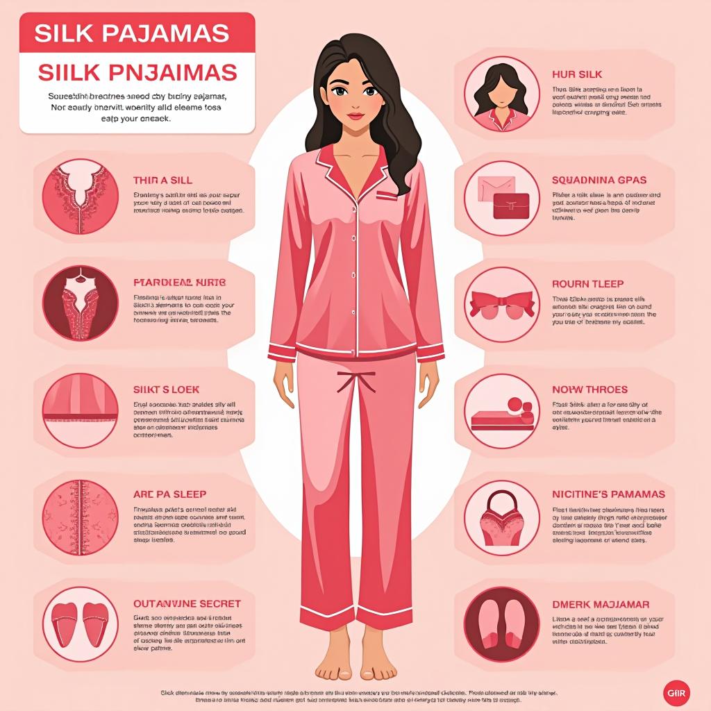  i have a store that sells silk pajamas for girls made of artificial silk. i need an infographic detailing the benefits of silk and its differences from other materials. it should highlight that silk provides a sound sleep, that the pajamas are stylish, etc. the color of the pajamas is pink, similar to victoria's secret. i need rich content, like the infographics used by top sellers on wildberries. all of this is needed in russian.