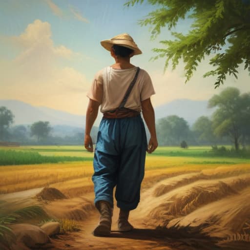 Dignity of labour in Oil painting style with Nature background