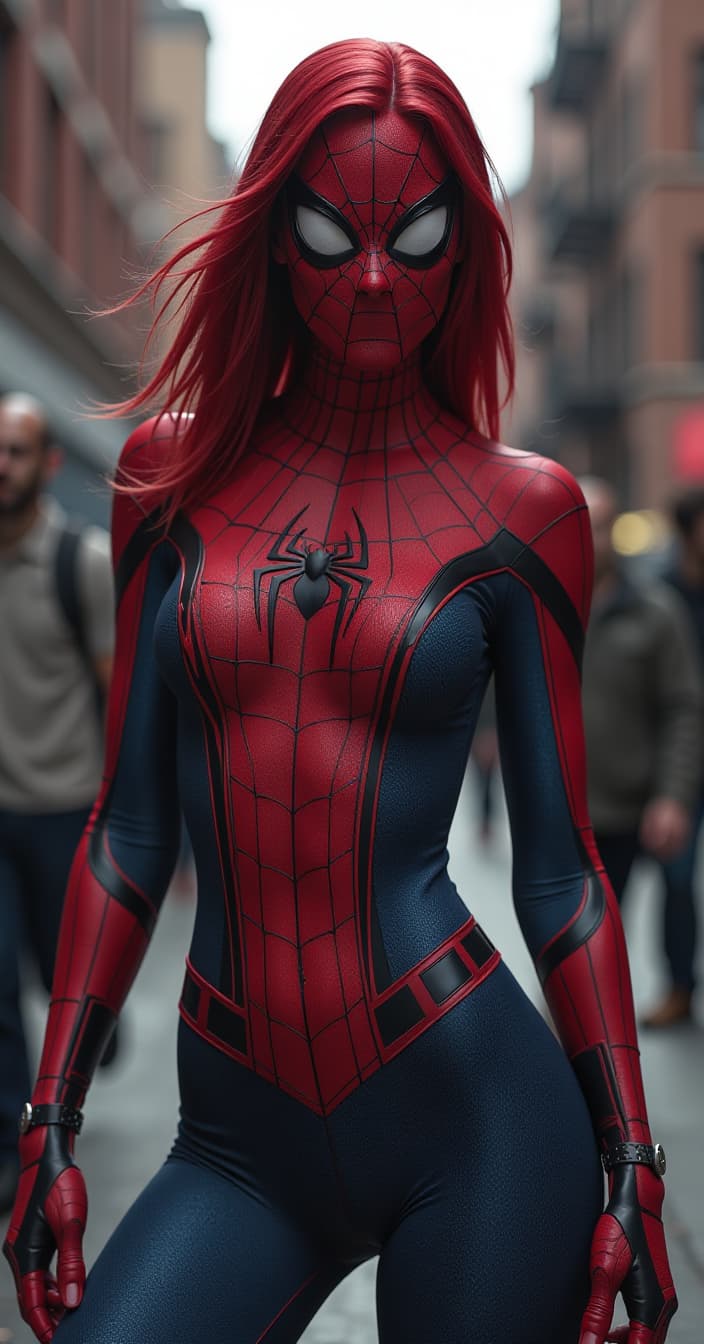  spider man woman, slim, without a mask