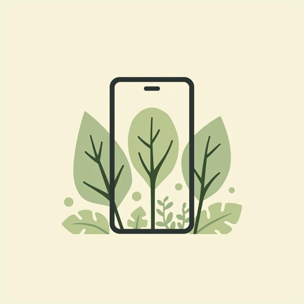  smartphone company logo, simple, flat design, modern font, minimalistic, sleek, monochrome, geometric shapes, vector graphic, clean lines, high resolution, minimalist, digital illustration., (logo), organic, earthy, green, natural elements, leaves, trees, eco friendly, soft colors, hand drawn, fresh