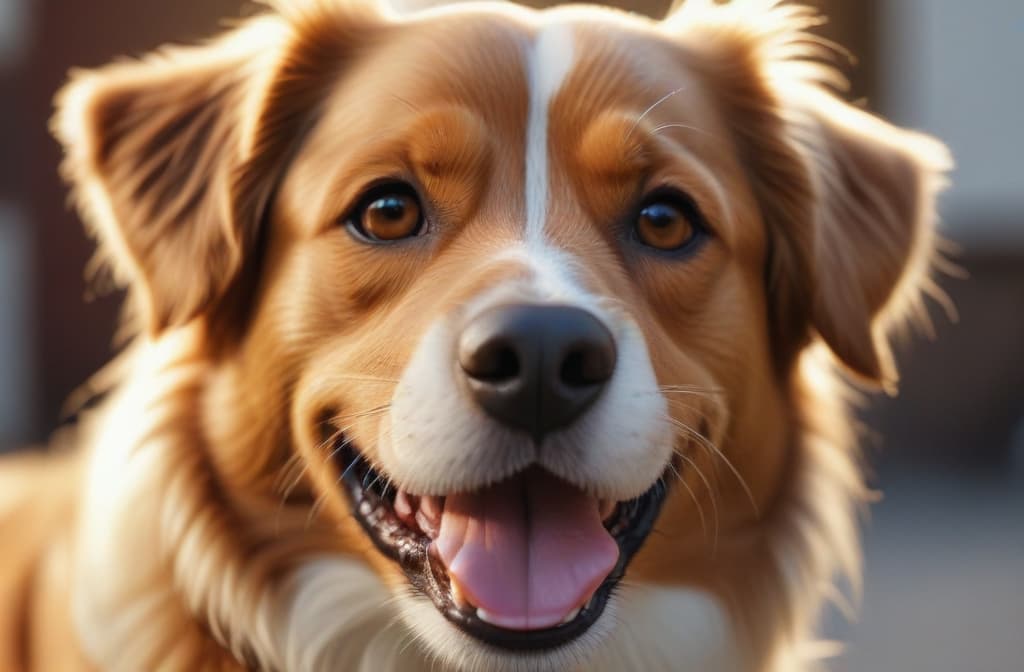 dog smiles --ar 3:2 high quality, detailed intricate insanely detailed, flattering light, RAW photo, photography, photorealistic, ultra detailed, depth of field, 8k resolution , detailed background, f1.4, sharpened focus