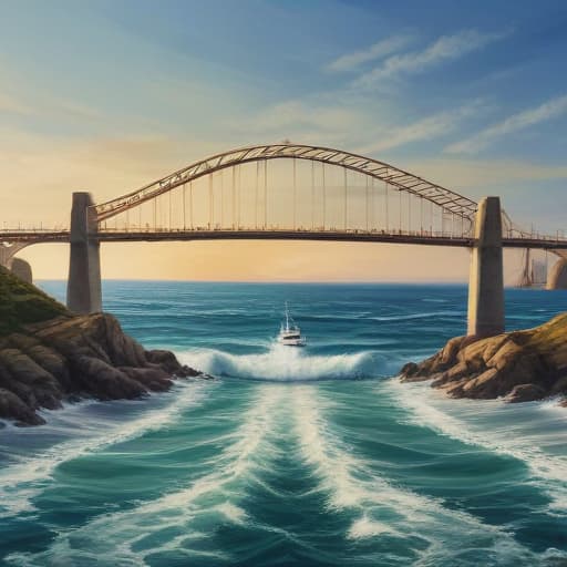 bridge watercraft ocean in Oil painting style with Oceans background