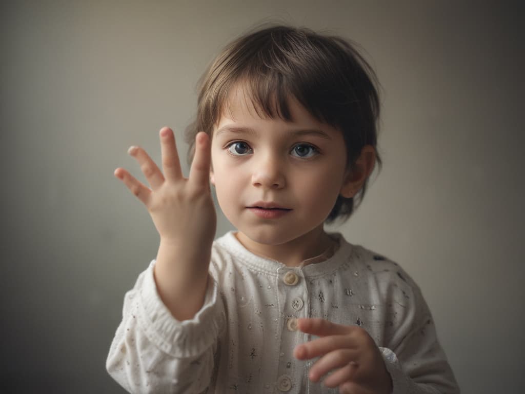 ultra realistic ((ultra realistic ((a child counting on fingers, reaching fifteen)))) hyperrealistic, full body, detailed clothing, highly detailed, cinematic lighting, stunningly beautiful, intricate, sharp focus, f/1. 8, 85mm, (centered image composition), (professionally color graded), ((bright soft diffused light)), volumetric fog, trending on instagram, trending on tumblr, HDR 4K, 8K