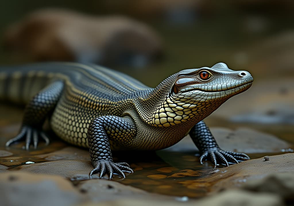  an image showing an asian water monitor lizard with space for additional content