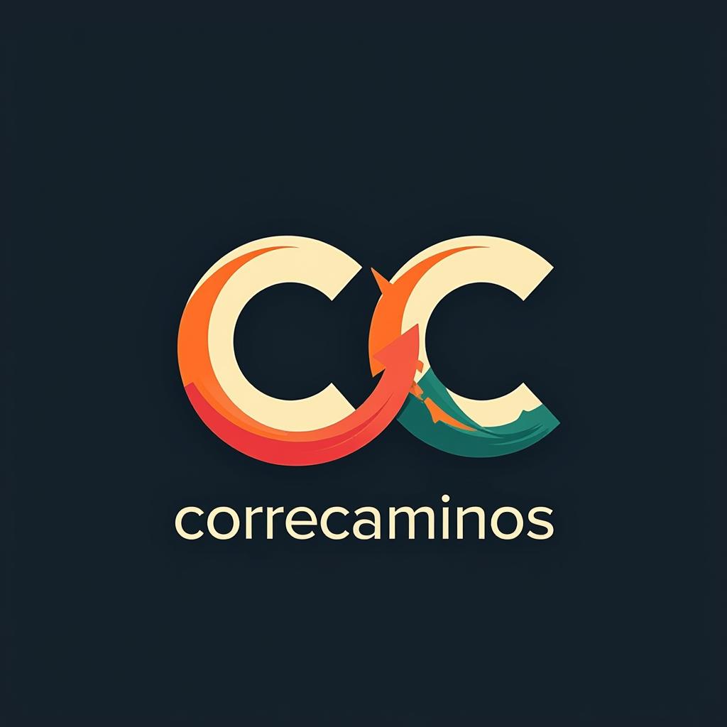  design a logo, necesito hacer un logo. para un grupo de running que se llama correcaminos. cómo tiene dos letras c pensé en una dadá vuelta que entre las dos formen una pista de atletismo y que abajo diga correcaminos, with the text 'cc correcaminos'.