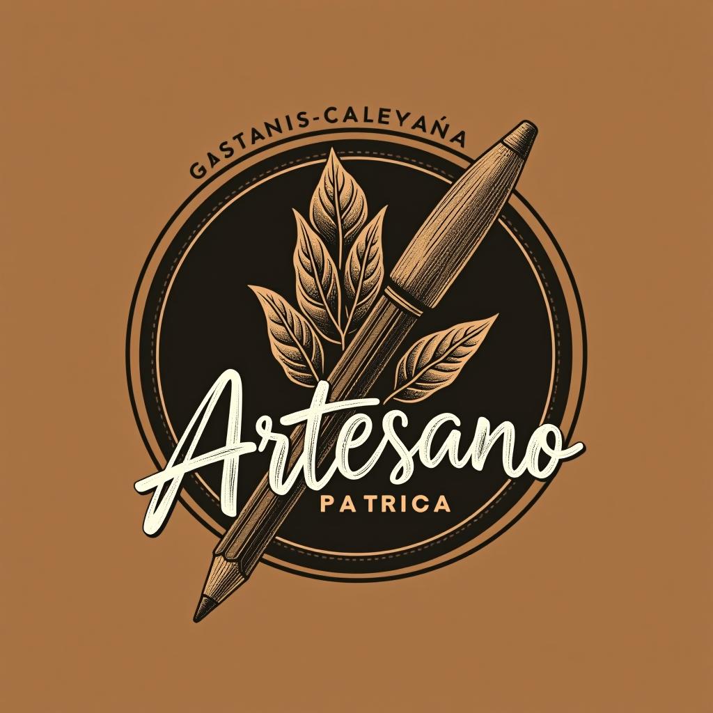  design a logo, in a pencil style. marca “artesano” colores claros tonos cafés minimalista, simple y elegante, with the text 'gastronomía, arte, tradición y legado'.