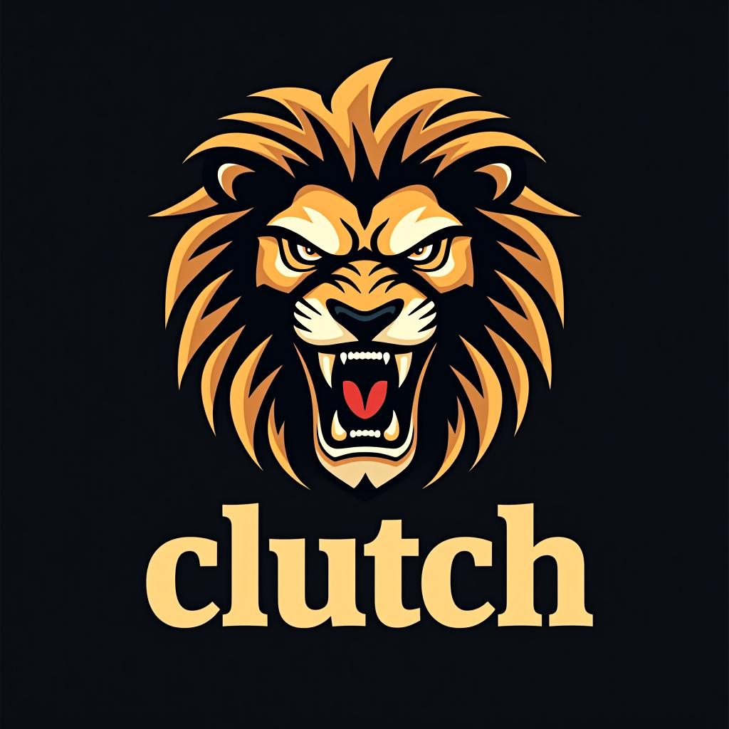  design a logo, lion logo aggressive with it roaring, with the text 'clutch '.