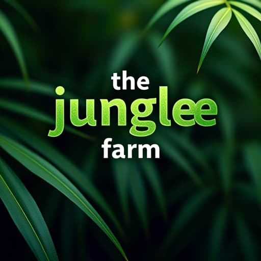  'the junglee farm' logo at the top of the post. the logo features a bold, serif font with slightly curved edges, rendered in a deep green color with a subtle texture, giving it a natural, organic feel. the text has a slightly raised, embossed effect, emphasizing its prominence. surround the logo with jungle foliage or leaves to maintain the theme. add text in the below "call for booking 97854 21314" font style bold, open sans font, in white colour hyperrealistic, full body, detailed clothing, highly detailed, cinematic lighting, stunningly beautiful, intricate, sharp focus, f/1. 8, 85mm, (centered image composition), (professionally color graded), ((bright soft diffused light)), volumetric fog, trending on instagram, trending on tumblr, HDR 4K, 8K