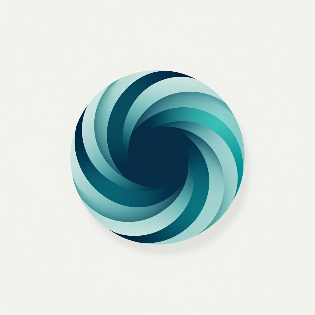  logo, a company logo with a circular vortex logo, clean beautiful design, simple, beautiful aesthetic, duotone blue and teal on white background, sharp, clean lines, hurricane