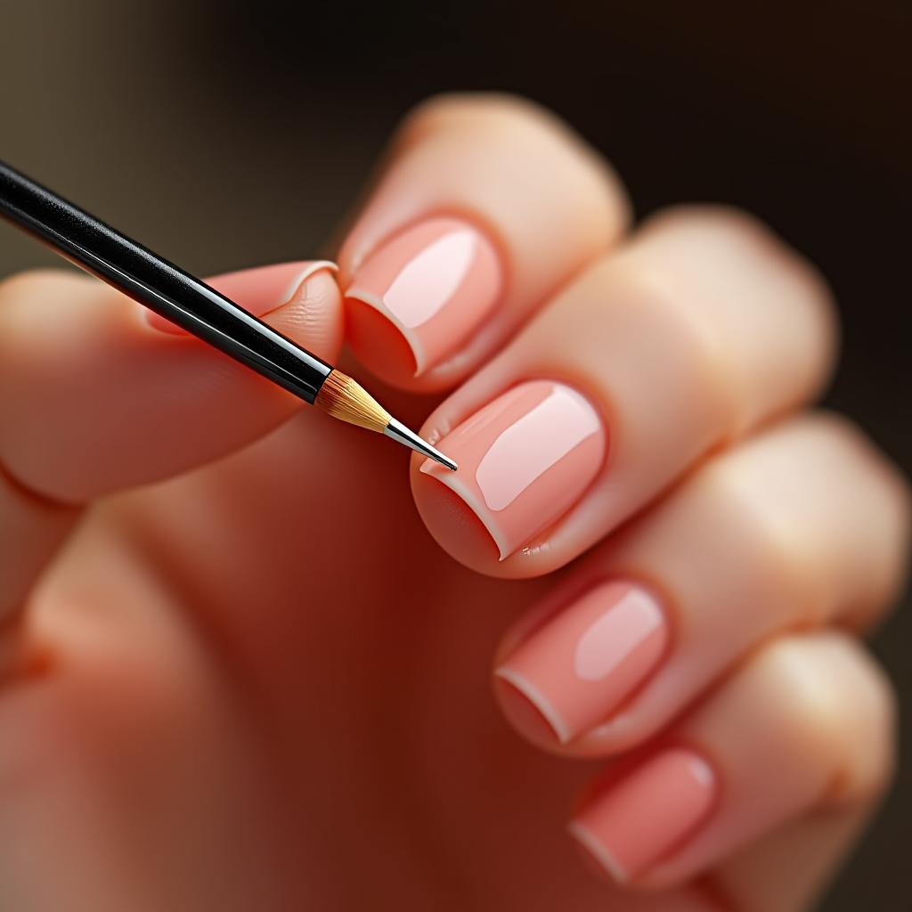  french manicure, brush draws the line.