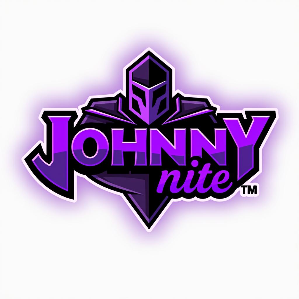  design a logo, in a origami style. knight gaming graffiti purple and black, with the text 'johnny nite'.